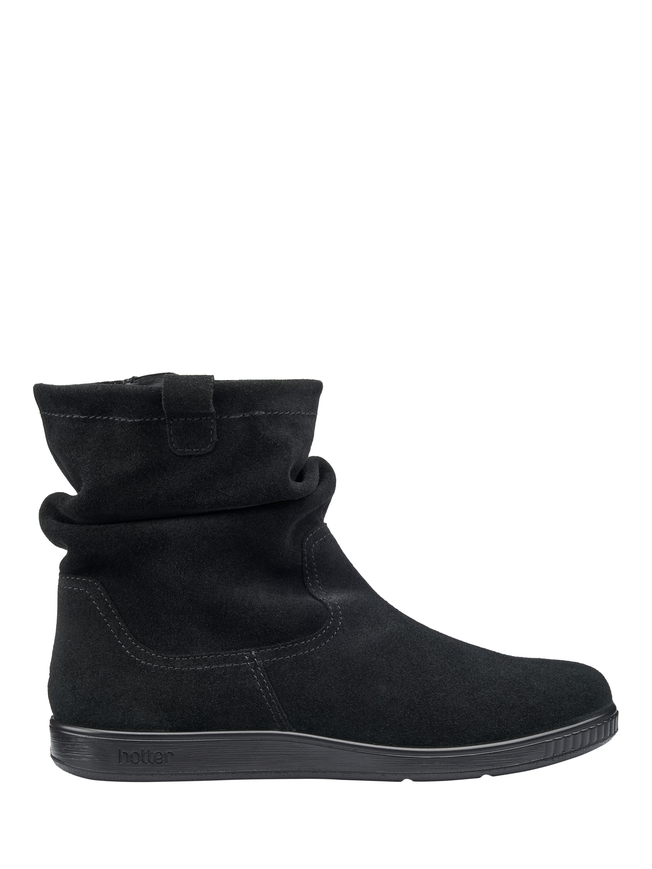 Product image 1 of 5, which shows Hotter Sprite Suede Ankle Boots, Black, 3S