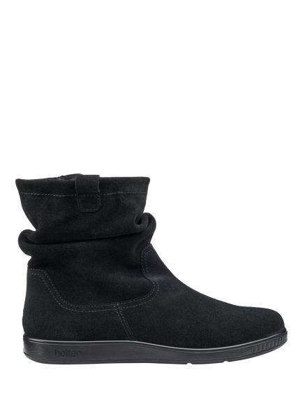Hotter Sprite Suede Ankle Boots, Black, Black
