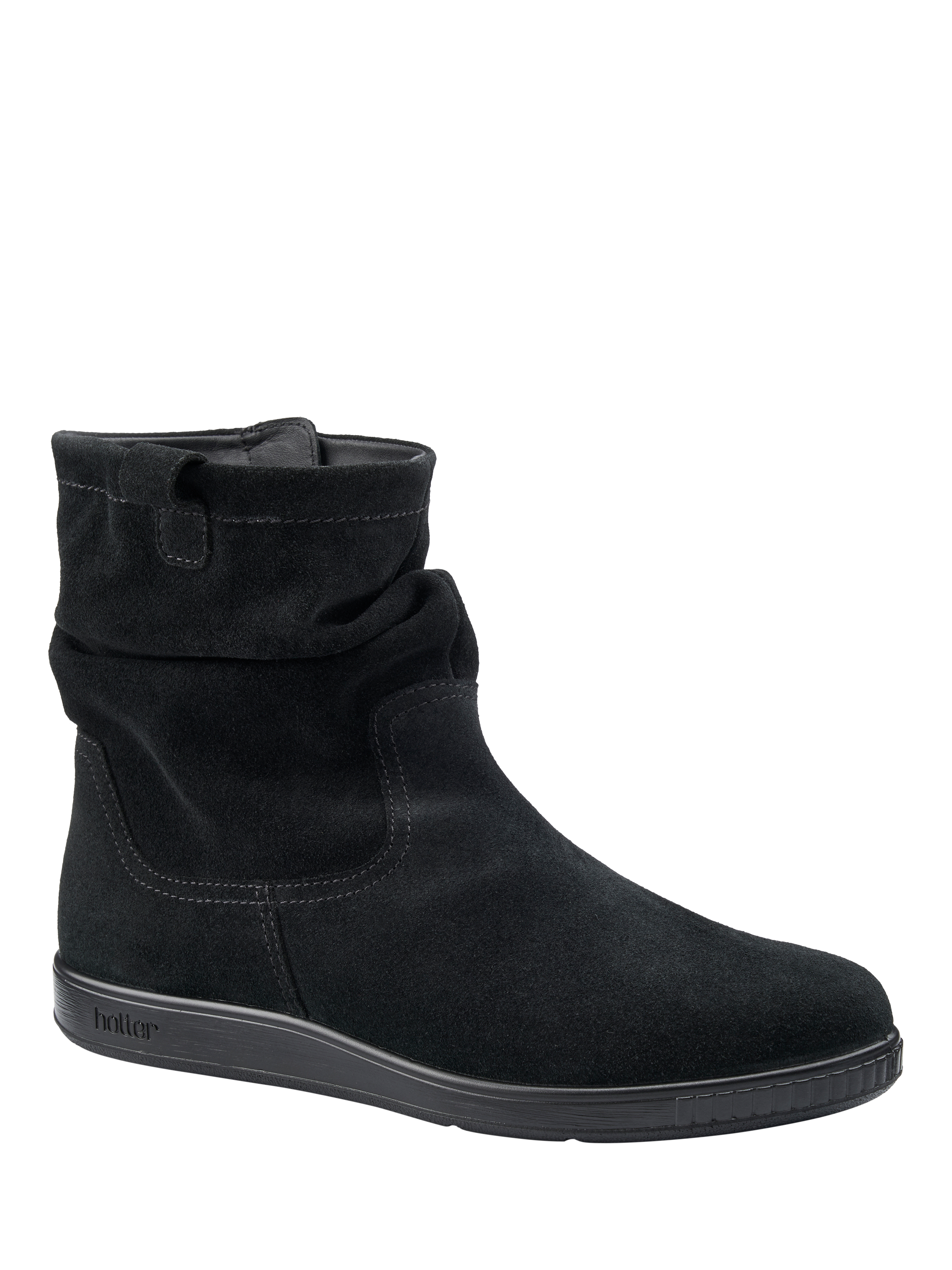 Product image 2 of 5, which shows Hotter Sprite Suede Ankle Boots, Black, 3S