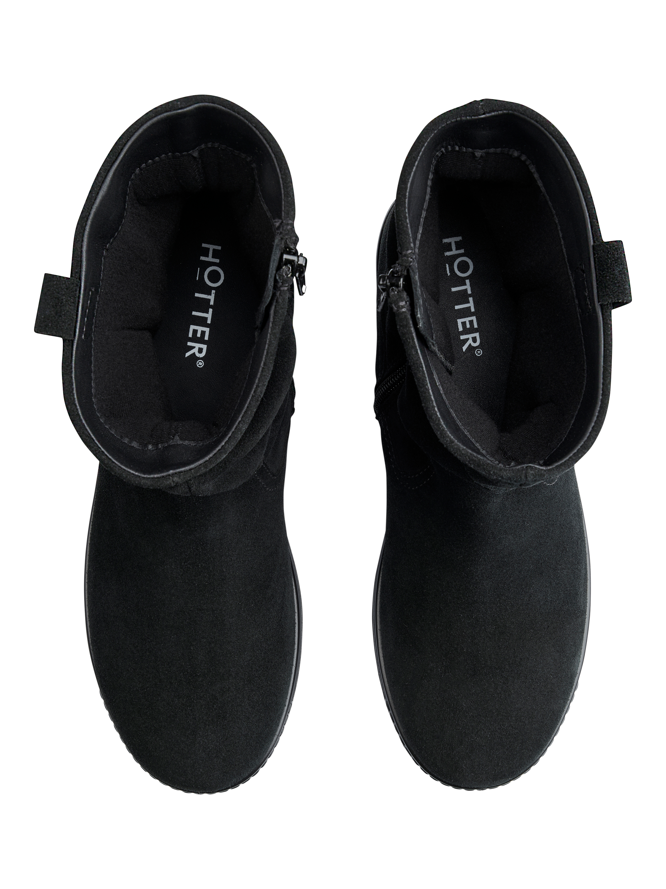 Product image 3 of 5, which shows Hotter Sprite Suede Ankle Boots, Black, 3S