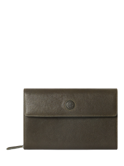 OSPREY LONDON Compass Leather Travel Organiser, Dark Olive, Dark Olive