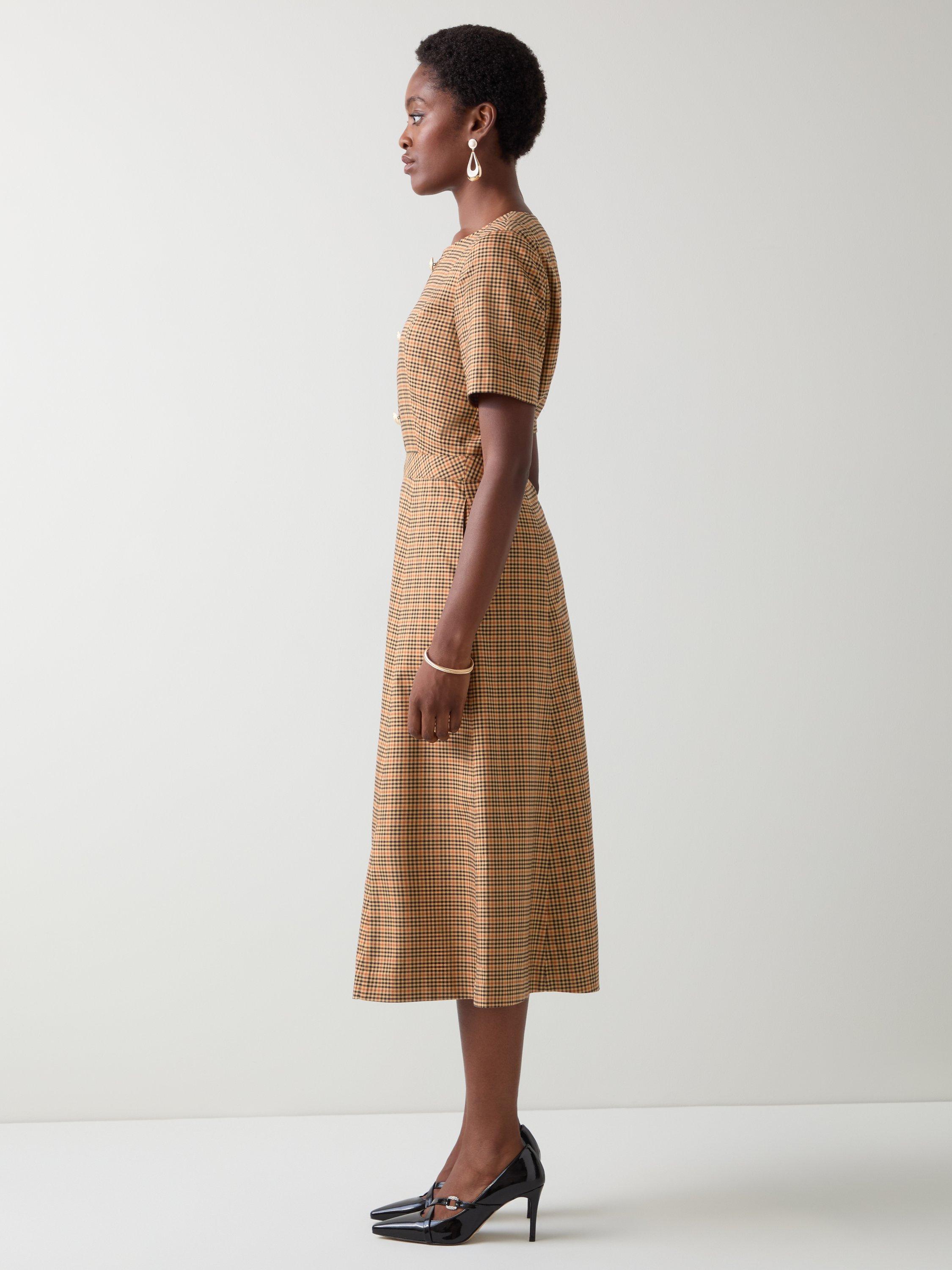 L.K.Bennett Julia Check Dress, Mul-brown