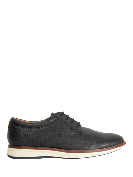 Dune London Brydon Leather Wide Fit Lace-Up Trainers, Black
