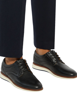 Dune London Brydon Leather Wide Fit Lace-Up Trainers - view 2, Black