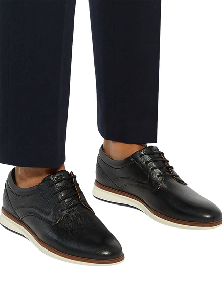 Dune London Brydon Leather Wide Fit Lace-Up Trainers - view 2, Black