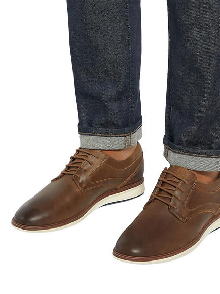Dune London Brydon Leather Wide Fit Lace-Up Trainers - view 2, Brown