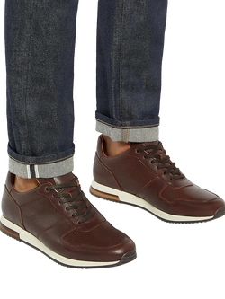 Dune London Trilogy Wide Fit Leather Trainers - view 2, Brown