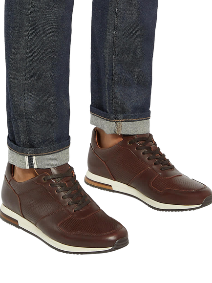 Dune London Trilogy Wide Fit Leather Trainers - view 2, Brown