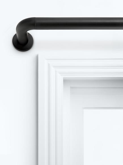 John Lewis Extendable Room Darkening Curtain Pole Kit - view 2, Matt Black