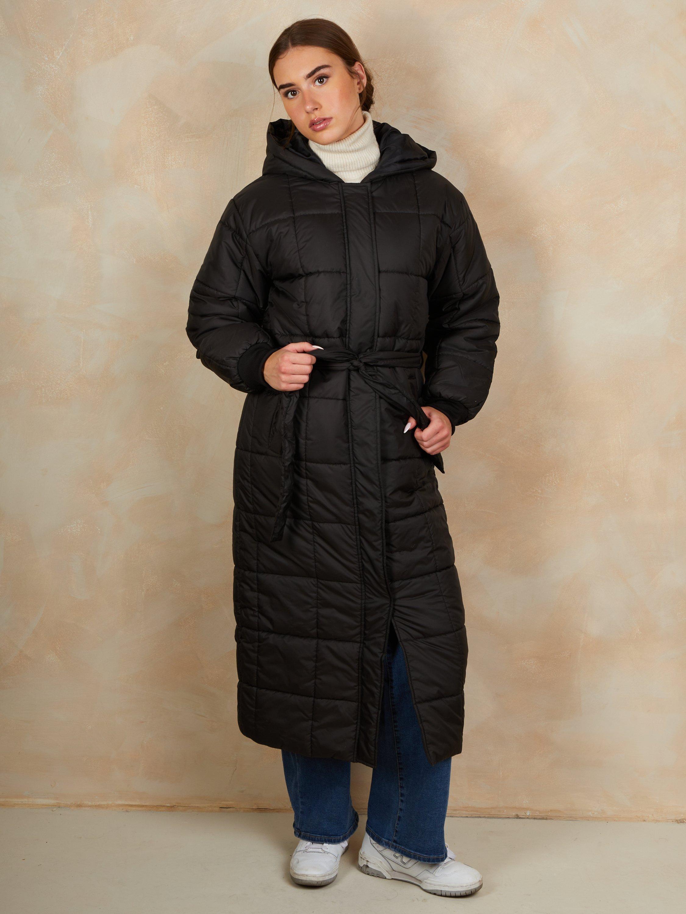 Product image 1 of 4, which shows Chi Chi London Longline Padded Coat, Black, 6