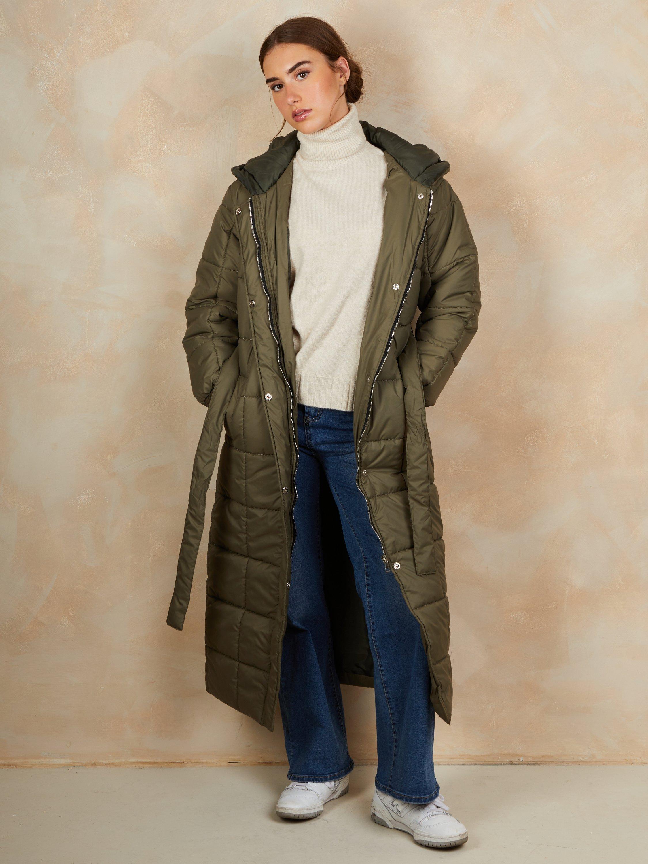 Product image 1 of 3, which shows Chi Chi London Longline Padded Coat, Khaki, 6