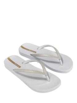 Ipanema Mesh IX Embellished Flip Flops, White/Gold - view 2, White/Gold
