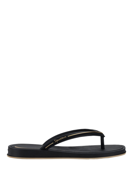 Ipanema Square Toe Flip Flops, Black/Gold, Black/Gold