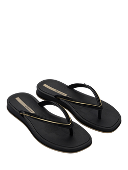Ipanema Square Toe Flip Flops, Black/Gold - view 2, Black/Gold