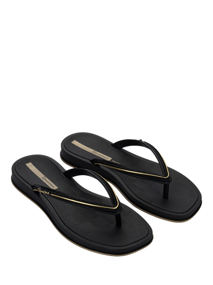 Ipanema Square Toe Flip Flops, Black/Gold - view 2, Black/Gold