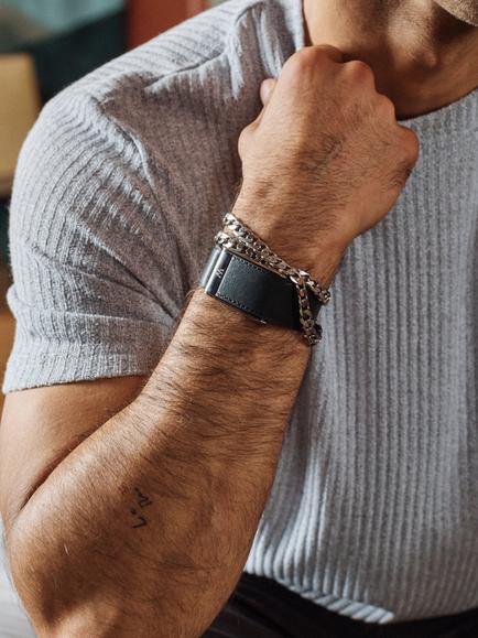 WHOOP LeatherLuxe Straight 5.0 Band Strap - view 2, Black/Cream