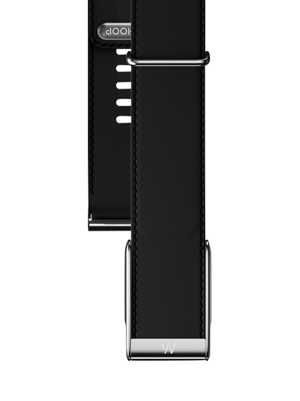 WHOOP LeatherLuxe Straight MG Band Strap, Black/Cream