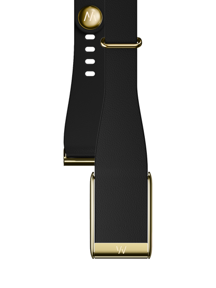 WHOOP LeatherLuxe Narrow 5.0 Band Strap, Black/Gold