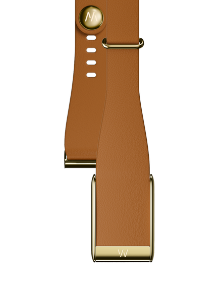 WHOOP LeatherLuxe Narrow 5.0 Band Strap, Camel/Gold