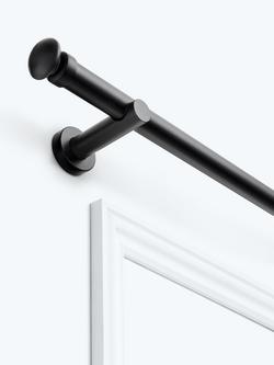 John Lewis Fixed Eyelet Metal Curtain Pole Kit with Small Cap Finial, Dia.28mm, Matt Black