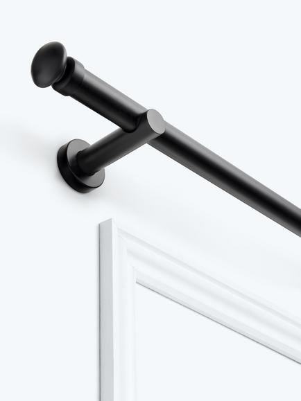 John Lewis Fixed Eyelet Metal Curtain Pole Kit with Small Cap Finial, Dia.28mm, Matt Black
