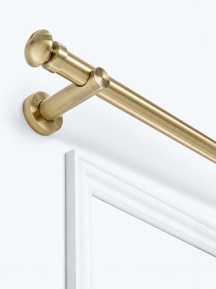 John Lewis Fixed Eyelet Metal Curtain Pole Kit with Small Cap Finial, Dia.28mm, Antique Brass