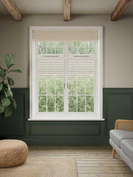 John Lewis Rustic Twill Blackout Roman Blind - view 2, Natural