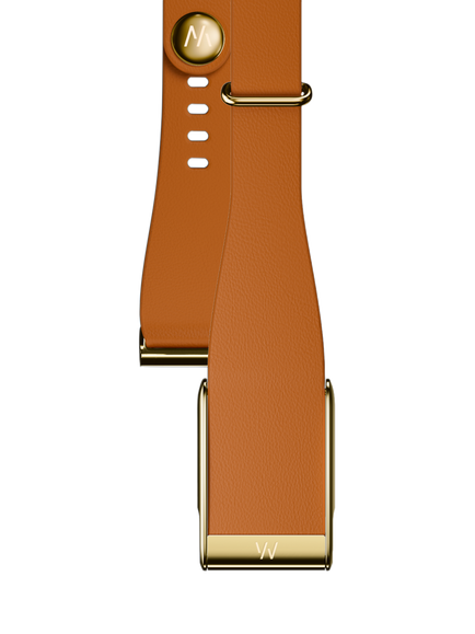 WHOOP LeatherLuxe Narrow MG Band Strap, Camel/Gold