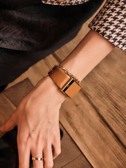 WHOOP LeatherLuxe Narrow MG Band Strap - view 2, Camel/Gold