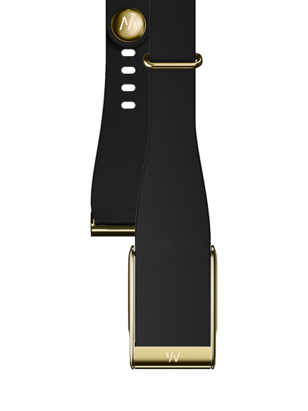 WHOOP LeatherLuxe Narrow MG Band Strap, Black/Gold