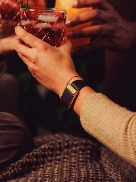 WHOOP LeatherLuxe Narrow MG Band Strap - view 2, Black/Gold