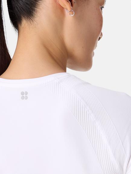 Sweaty Betty Athlete Crop Seamless Workout T-Shirt , White - view 2, White