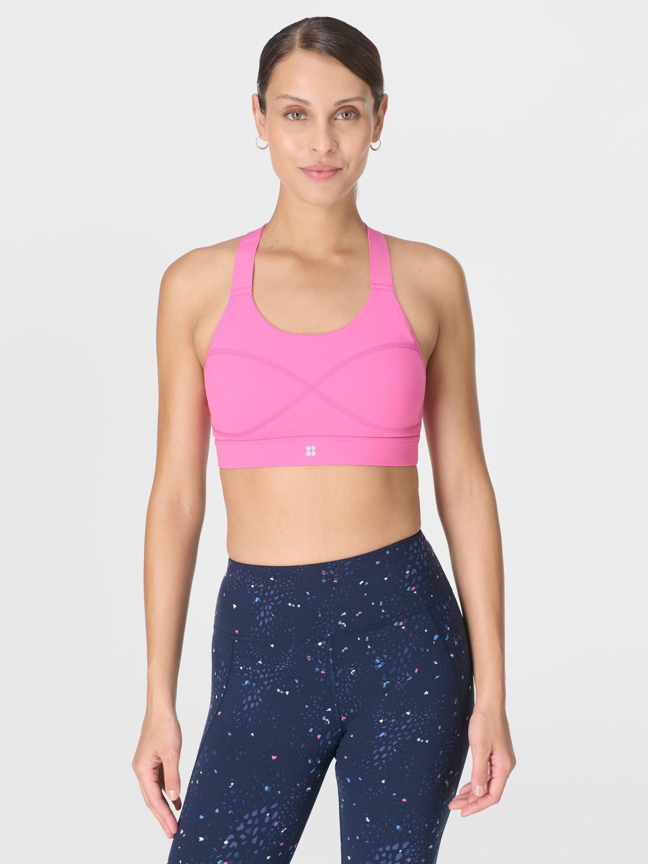 Product image 1 of 7, which shows Sweaty Betty Power Medium Support Sports Bra, Raspberry Pink, XS