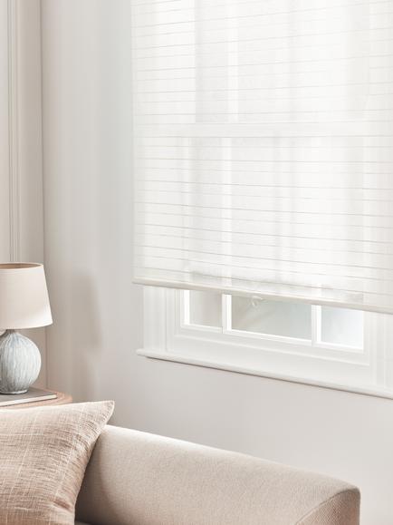 John Lewis Linen Rich Cordless Sheer Roller Blind, White, White