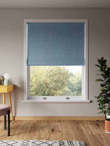 John Lewis Textured Weave Blackout Roman Blind, Blue