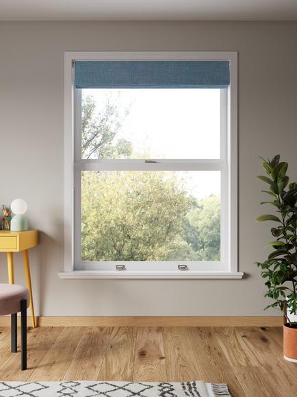 John Lewis Textured Weave Blackout Roman Blind - view 2, Blue