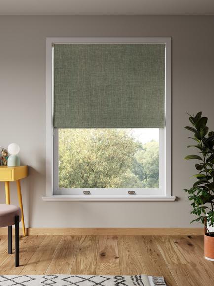 John Lewis Textured Weave Blackout Roman Blind, Pale Green