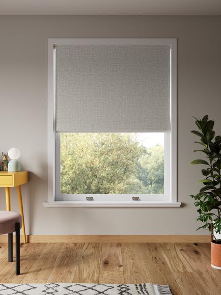 John Lewis Textured Weave Blackout Roman Blind, Pale Grey
