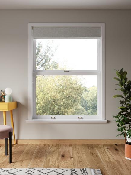 John Lewis Textured Weave Blackout Roman Blind - view 2, Pale Grey