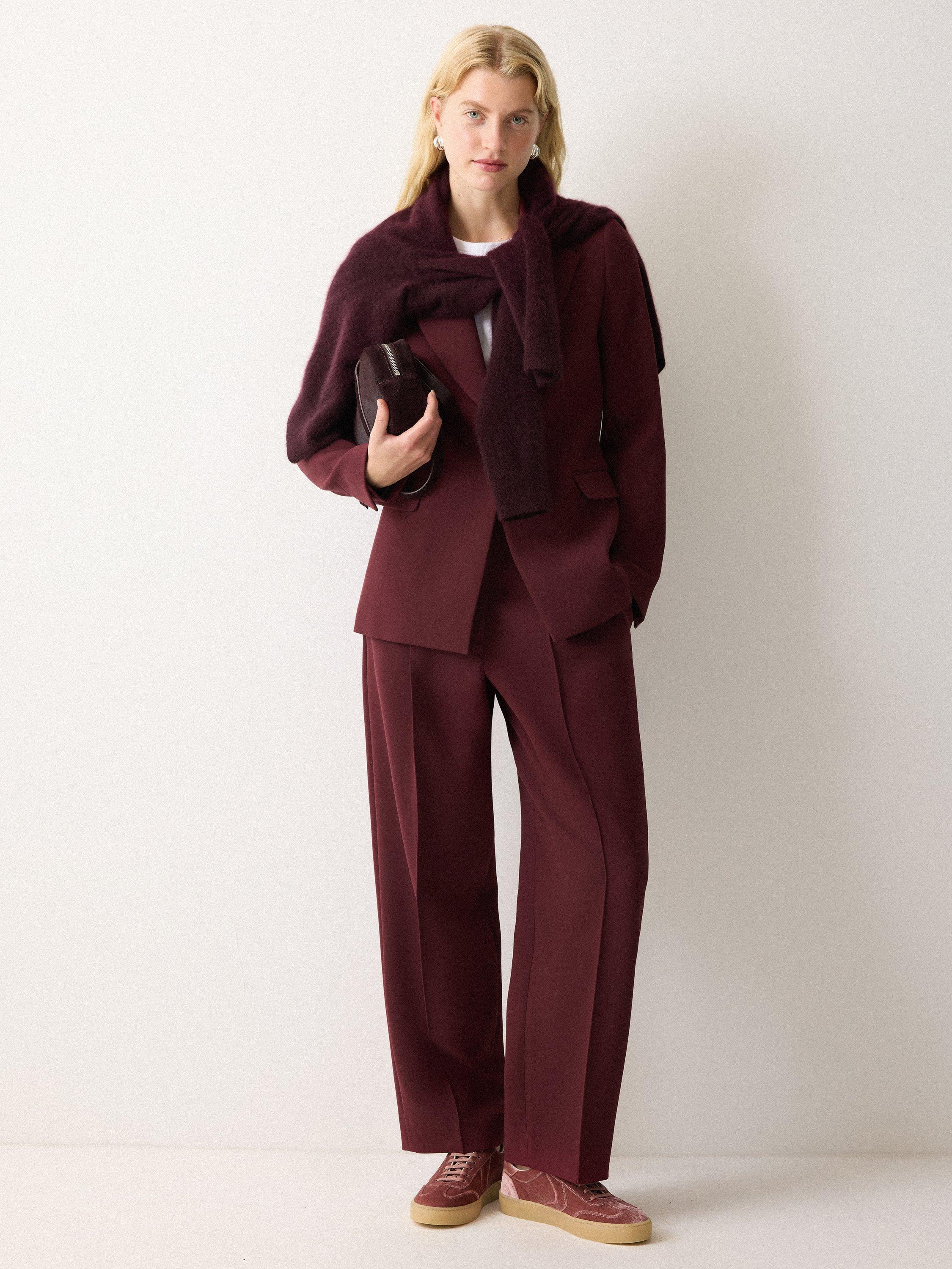 Product image 1 of 5, which shows Jigsaw Kenley Compact Single Breasted Blazer, Burgundy, 6