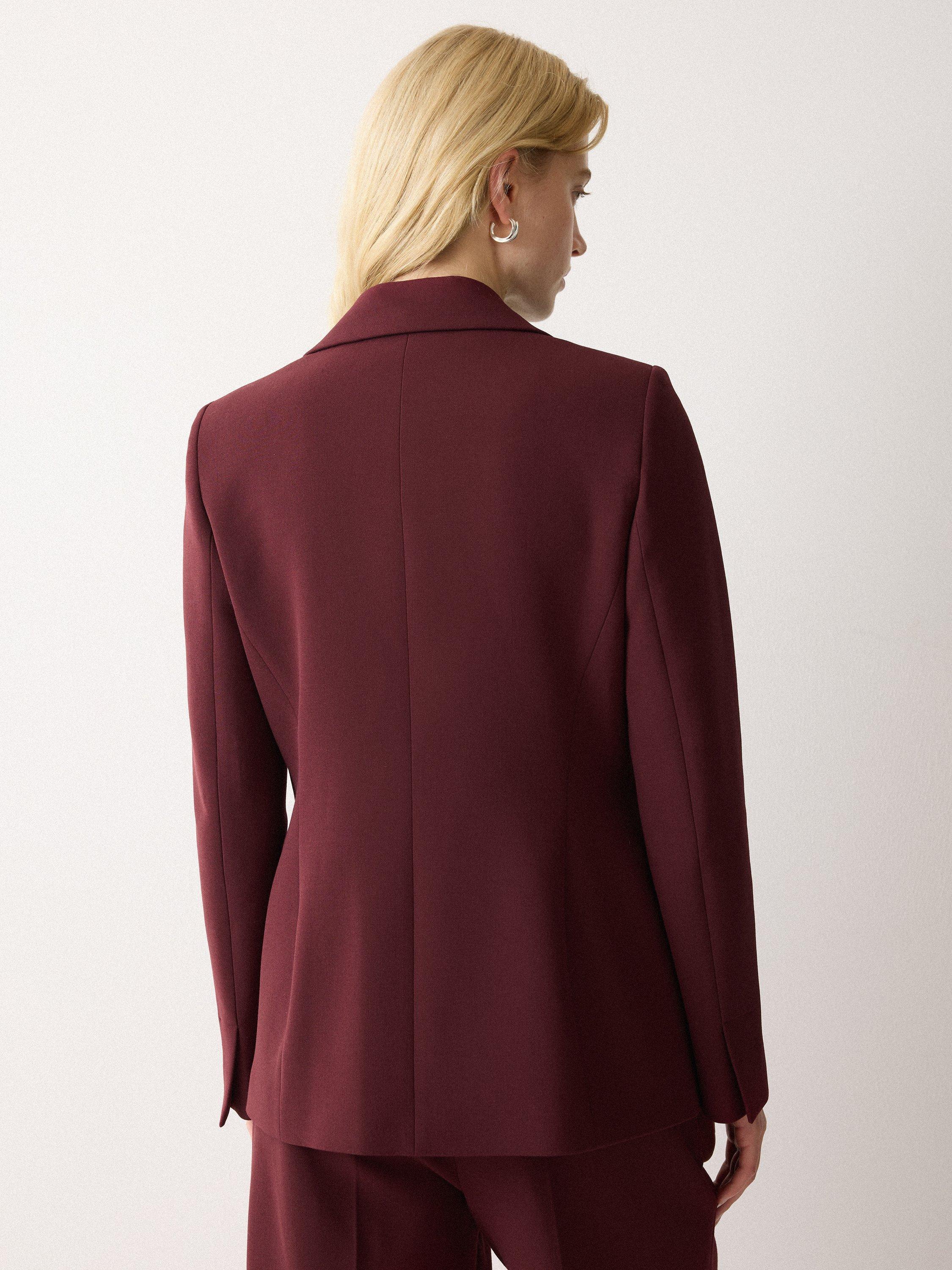 Product image 2 of 5, which shows Jigsaw Kenley Compact Single Breasted Blazer, Burgundy, 6