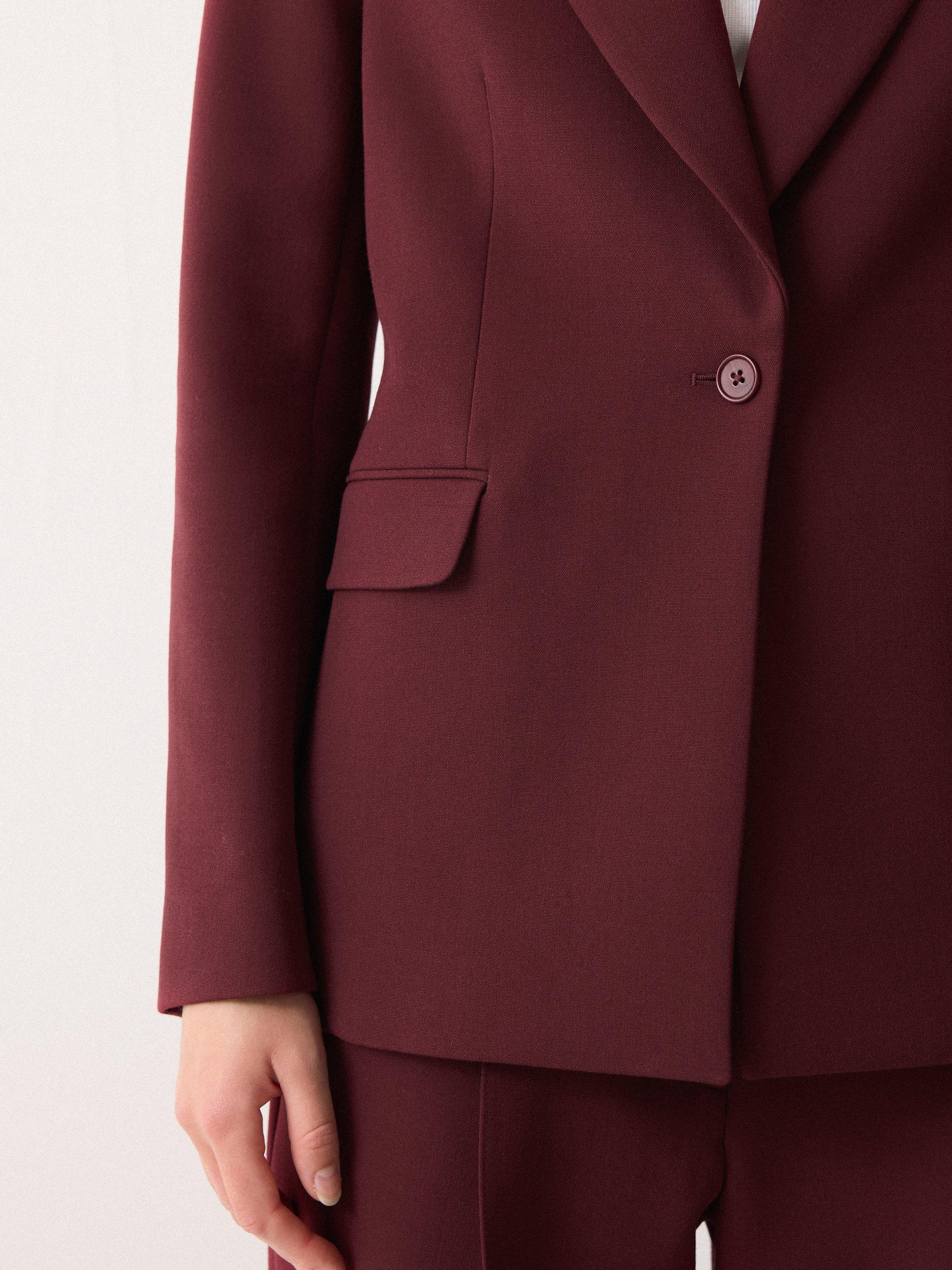 Product image 4 of 5, which shows Jigsaw Kenley Compact Single Breasted Blazer, Burgundy, 6