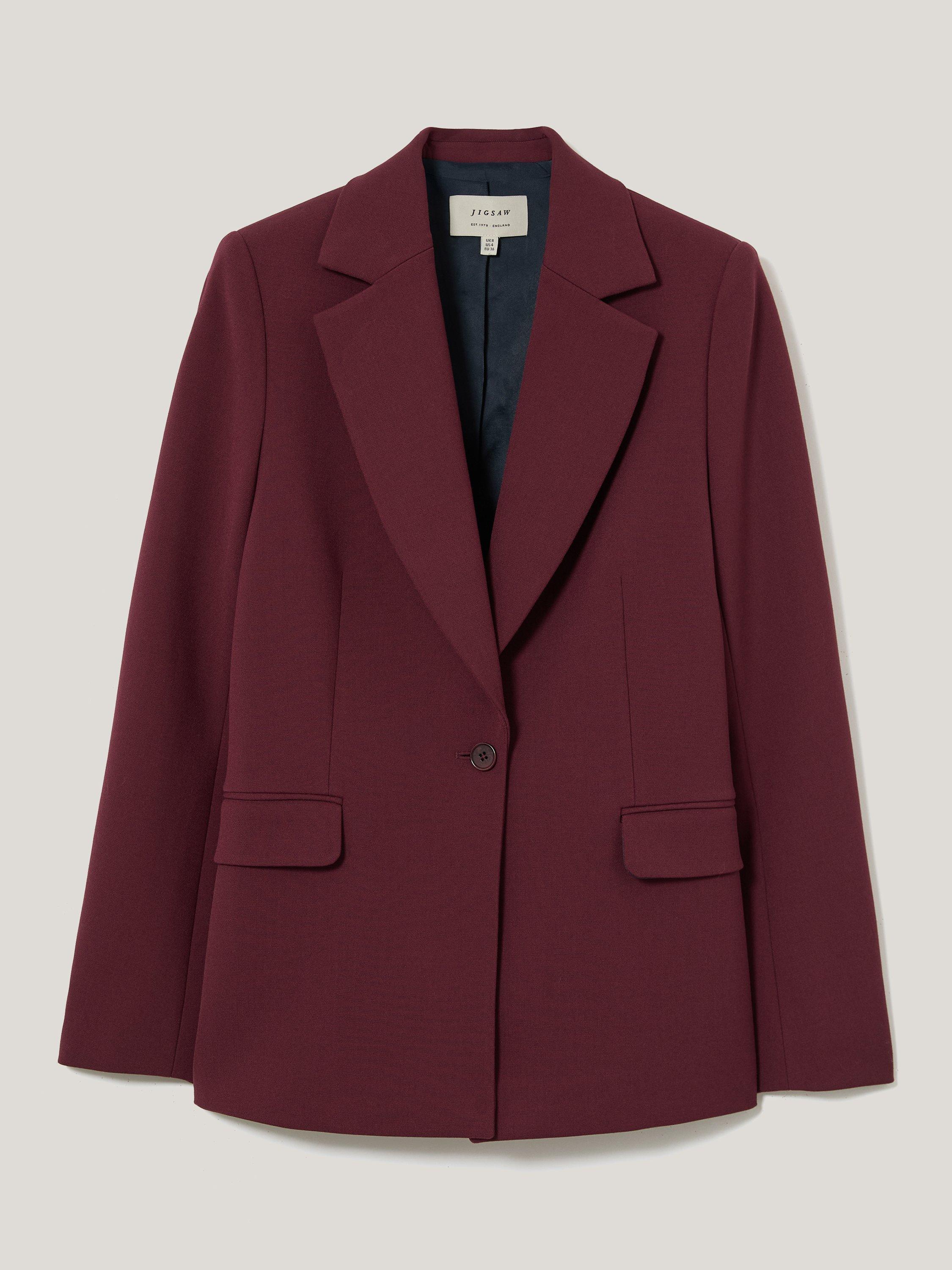 Product image 5 of 5, which shows Jigsaw Kenley Compact Single Breasted Blazer, Burgundy, 6