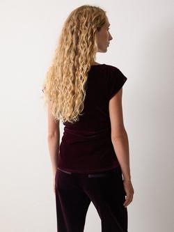 Jigsaw Velvet Gathered Crew Neck Tank Top - view 2, Purple