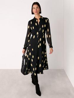 Whistles Abstract Spot Midi Shirt Dress, Black/Multi