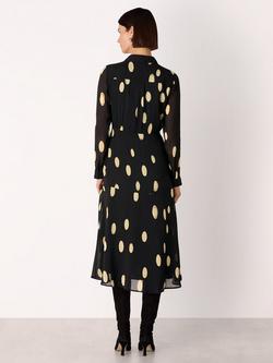 Whistles Abstract Spot Midi Shirt Dress - view 2, Black/Multi