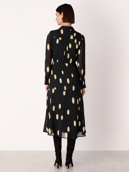 Whistles Abstract Spot Midi Shirt Dress - view 2, Black/Multi