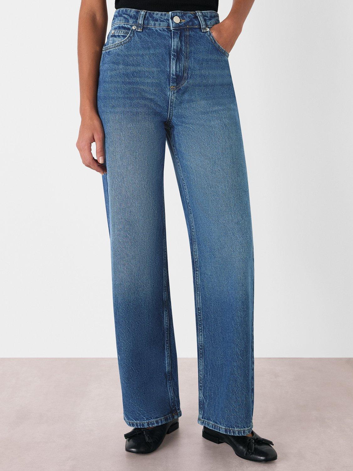 Product image 1 of 5, which shows Whistles Petite Straight Full Length Jeans, Denim, 26