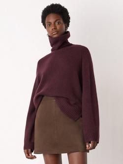 Whistles Roll Neck Wool Blend Jumper, Burgundy