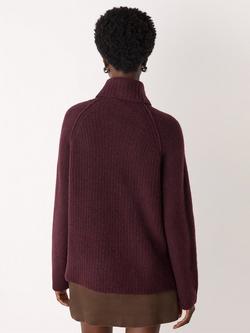 Whistles Roll Neck Wool Blend Jumper - view 2, Burgundy